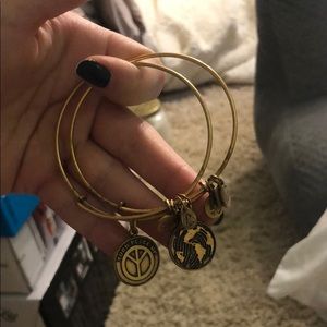 Alex and Ani Gold Bracelets - world map and peace